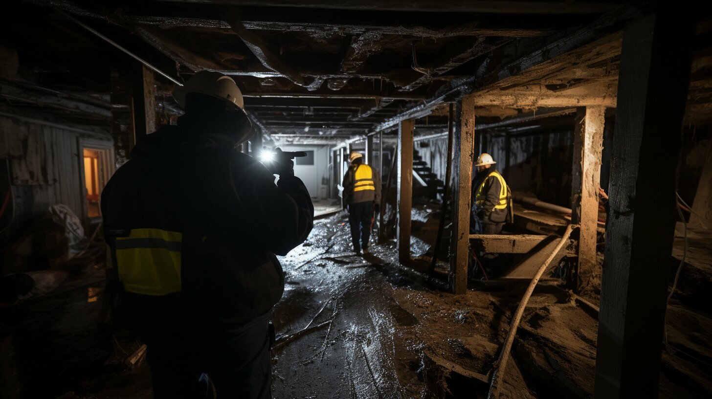 Assessing the condition of the basement. 